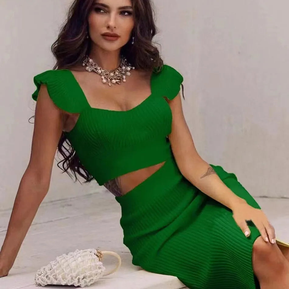 Sleeveless Bandage Sexy Two-piece Suit Short Skirt Summer - Bellarte Enchanté Sleeveless Bandage Sexy Two-piece Suit Short Skirt Summer