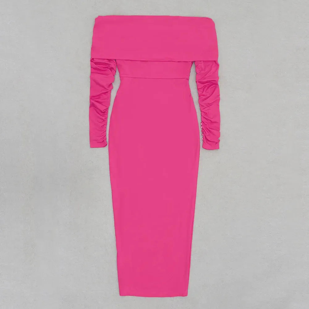 Slim And Wrinkled Long Gentle Style Dress - Bellarte Enchanté Slim And Wrinkled Long Gentle Style Dress