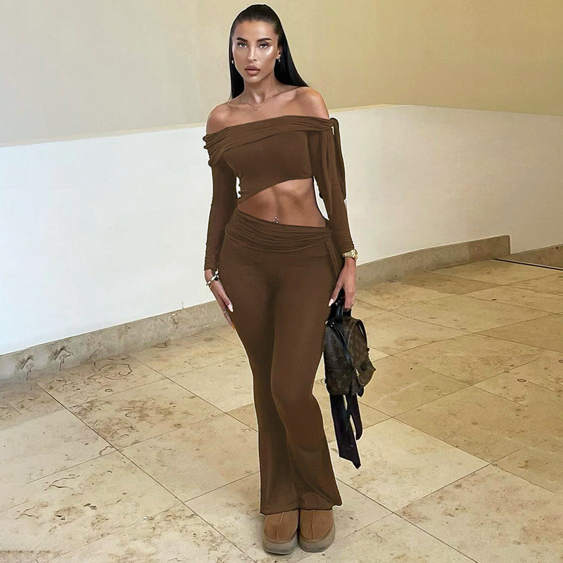 Slim Lapel Twisted Off-shoulder Long Sleeve Top Suit - Bellarte Enchanté Slim Lapel Twisted Off-shoulder Long Sleeve Top Suit