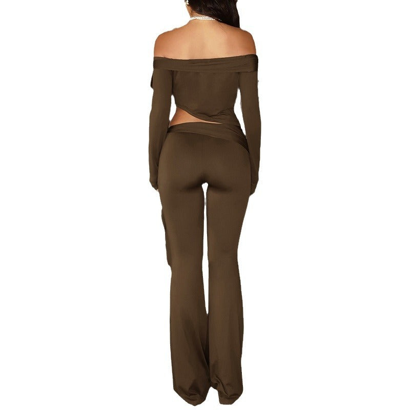 Slim Lapel Twisted Off-shoulder Long Sleeve Top Suit - Bellarte Enchanté Slim Lapel Twisted Off-shoulder Long Sleeve Top Suit