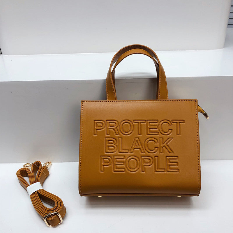 Small Square Bag Simple Casual Texture Shoulder Messenger Bag PU Leather Embossed Letters - Bellarte Enchanté Small Square Bag Simple Casual Texture Shoulder Messenger Bag PU Leather Embossed Letters