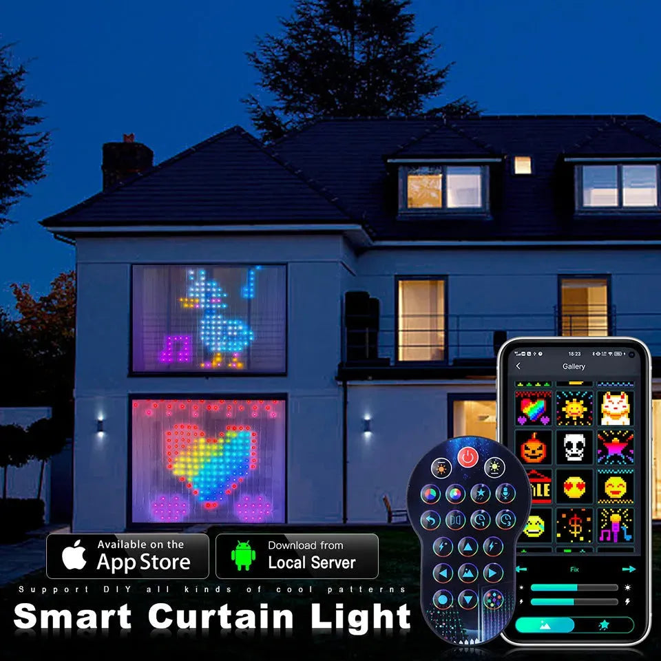Smart LED RGB Curtain String Lights Bluetooth APP Control Christmas Fairy Light Garland DIY Picture Display Party Wedding Decor - Bellarte Enchanté Smart LED RGB Curtain String Lights Bluetooth APP Control Christmas Fairy Light Garland DIY Picture Display Party Wedding Decor