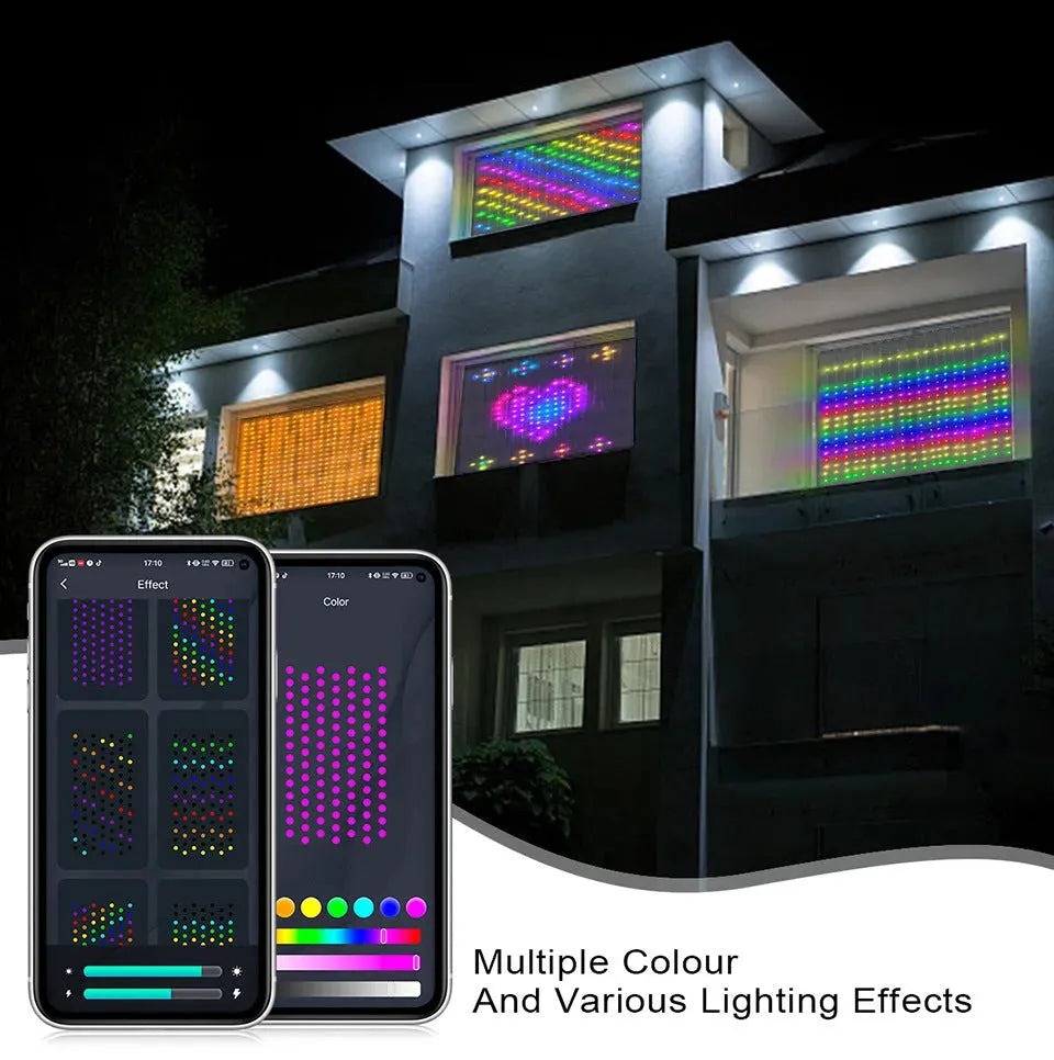 Smart LED RGB Curtain String Lights Bluetooth APP Control Christmas Fairy Light Garland DIY Picture Display Party Wedding Decor - Bellarte Enchanté Smart LED RGB Curtain String Lights Bluetooth APP Control Christmas Fairy Light Garland DIY Picture Display Party Wedding Decor