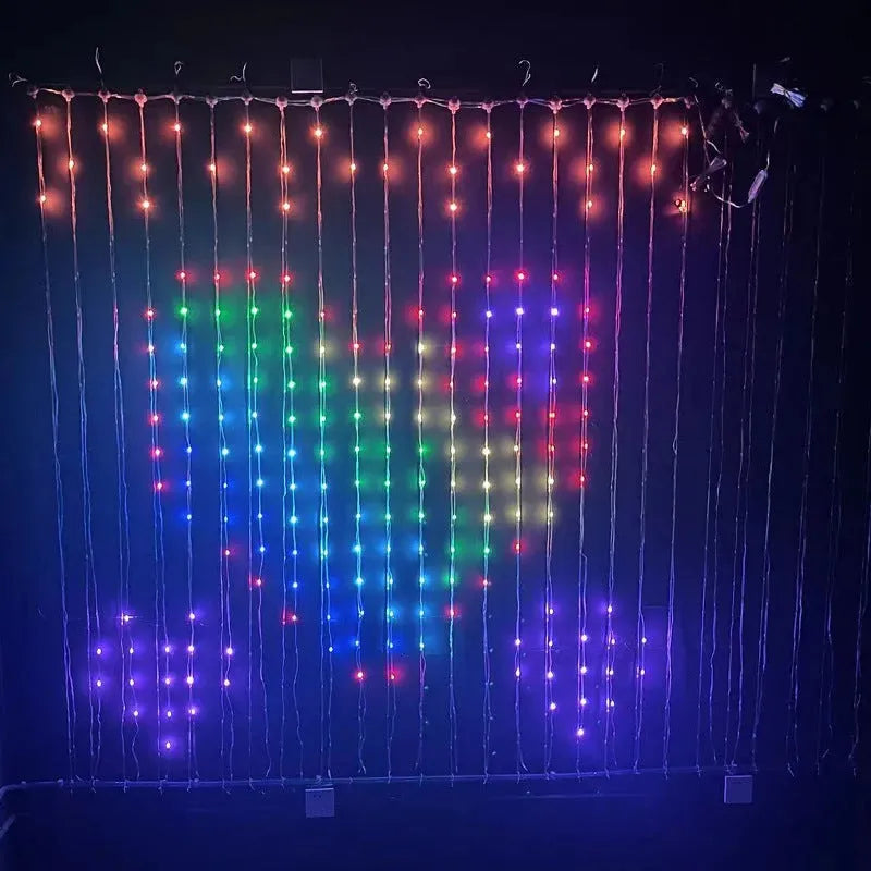 Smart LED RGB Curtain String Lights Bluetooth APP Control Christmas Fairy Light Garland DIY Picture Display Party Wedding Decor - Bellarte Enchanté Smart LED RGB Curtain String Lights Bluetooth APP Control Christmas Fairy Light Garland DIY Picture Display Party Wedding Decor