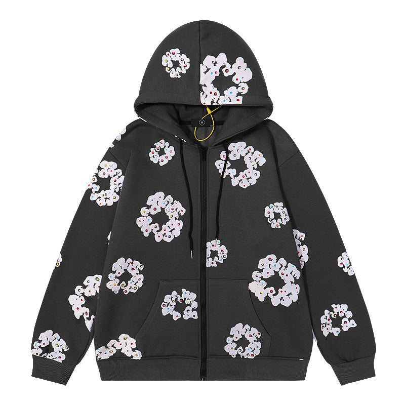 Snowflake Diamond Cardigan Fleece Sweater Jacket - Bellarte Enchanté Snowflake Diamond Cardigan Fleece Sweater Jacket