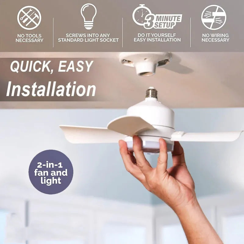 Socket Fan Light With Remote Adjustable Screw Mouth Intelligent Remote Control Integrated LED Fan Light - Bellarte Enchanté Socket Fan Light With Remote Adjustable Screw Mouth Intelligent Remote Control Integrated LED Fan Light