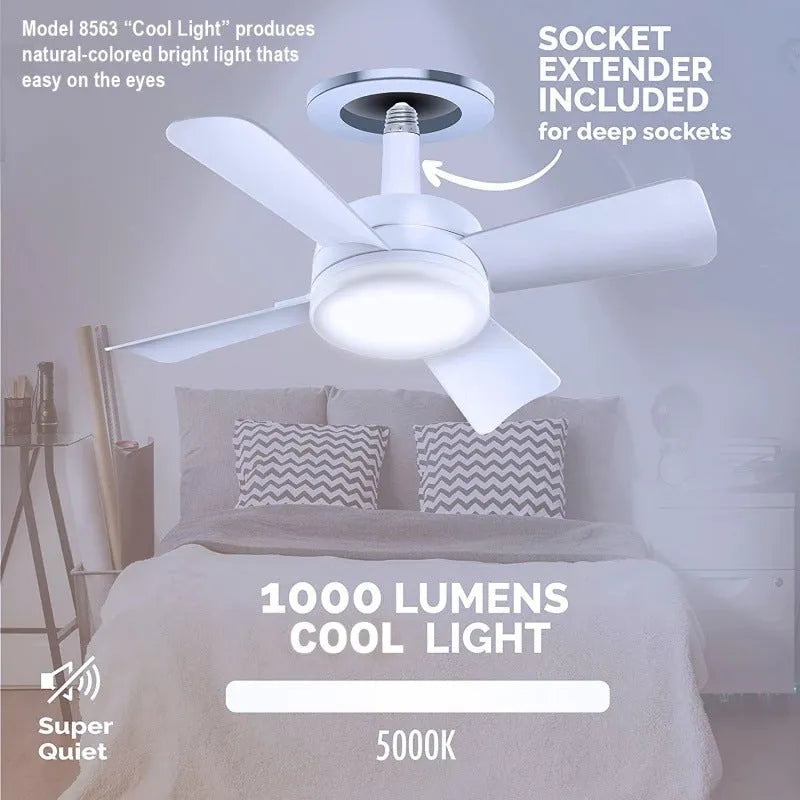 Socket Fan Light With Remote Adjustable Screw Mouth Intelligent Remote Control Integrated LED Fan Light - Bellarte Enchanté Socket Fan Light With Remote Adjustable Screw Mouth Intelligent Remote Control Integrated LED Fan Light