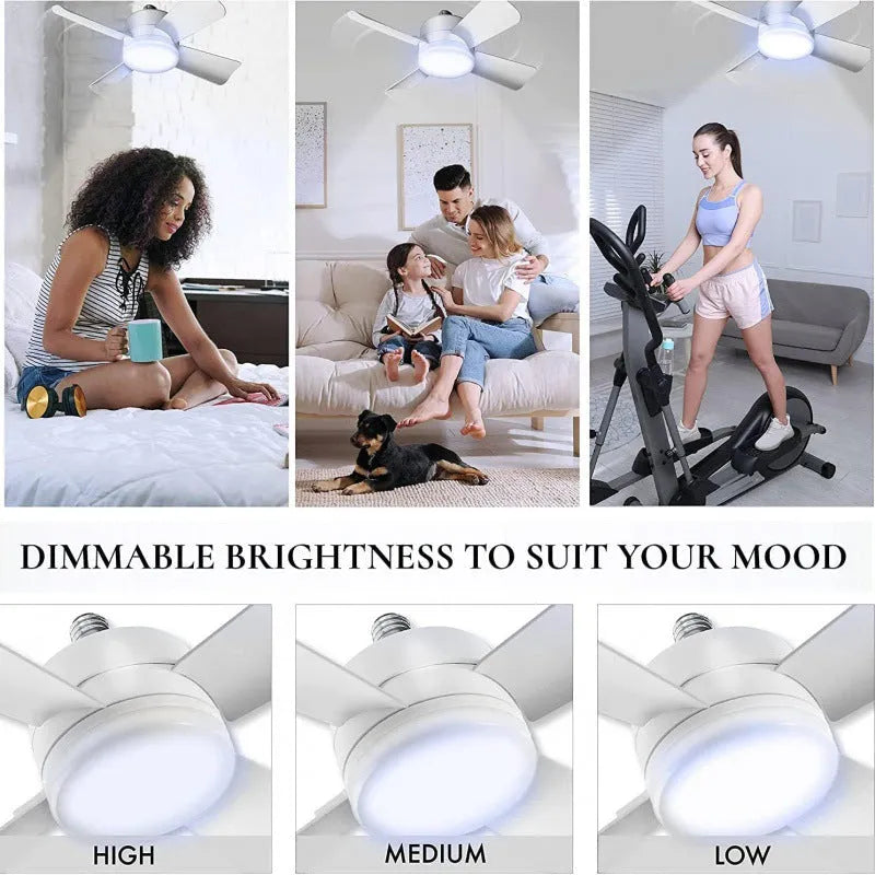 Socket Fan Light With Remote Adjustable Screw Mouth Intelligent Remote Control Integrated LED Fan Light - Bellarte Enchanté Socket Fan Light With Remote Adjustable Screw Mouth Intelligent Remote Control Integrated LED Fan Light