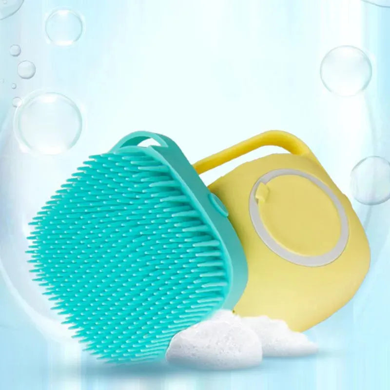 Soft Silicone Bristles Cat Dog Bath Brush Comb Scrubber Shampoo Dispenser For Pet Grooming Deshedding For Pet Washing - Bellarte Enchanté Soft Silicone Bristles Cat Dog Bath Brush Comb Scrubber Shampoo Dispenser For Pet Grooming Deshedding For Pet Washing