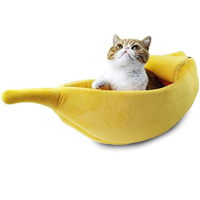Soft Warm Banana Cat Bed House, Large Christmas Cat Cuddle Bed, Cute Pet Supplies For Cats Kittens Rabbit Small Dogs - Bellarte Enchanté Soft Warm Banana Cat Bed House, Large Christmas Cat Cuddle Bed, Cute Pet Supplies For Cats Kittens Rabbit Small Dogs