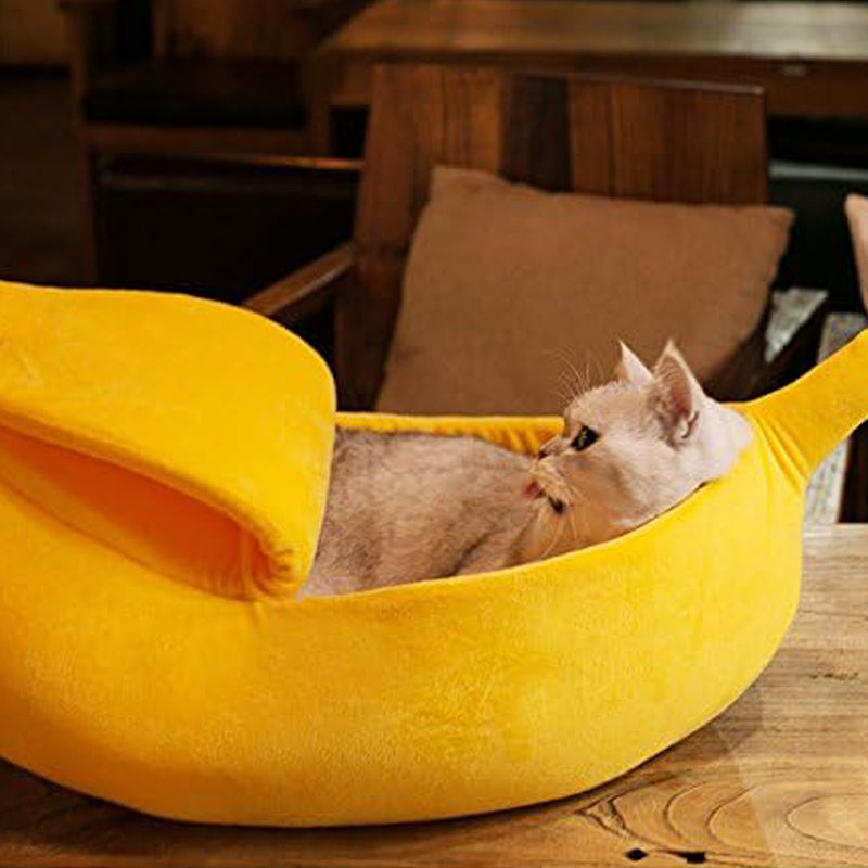 Soft Warm Banana Cat Bed House, Large Christmas Cat Cuddle Bed, Cute Pet Supplies For Cats Kittens Rabbit Small Dogs - Bellarte Enchanté Soft Warm Banana Cat Bed House, Large Christmas Cat Cuddle Bed, Cute Pet Supplies For Cats Kittens Rabbit Small Dogs