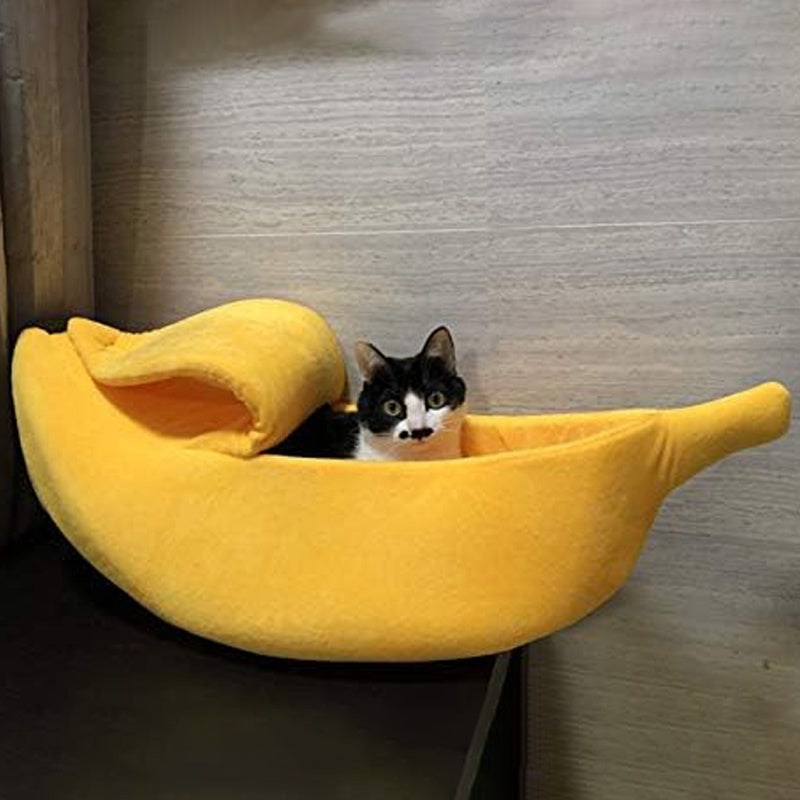 Soft Warm Banana Cat Bed House, Large Christmas Cat Cuddle Bed, Cute Pet Supplies For Cats Kittens Rabbit Small Dogs - Bellarte Enchanté Soft Warm Banana Cat Bed House, Large Christmas Cat Cuddle Bed, Cute Pet Supplies For Cats Kittens Rabbit Small Dogs