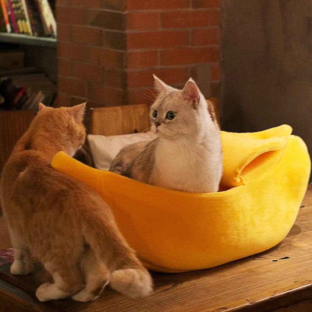 Soft Warm Banana Cat Bed House, Large Christmas Cat Cuddle Bed, Cute Pet Supplies For Cats Kittens Rabbit Small Dogs - Bellarte Enchanté Soft Warm Banana Cat Bed House, Large Christmas Cat Cuddle Bed, Cute Pet Supplies For Cats Kittens Rabbit Small Dogs