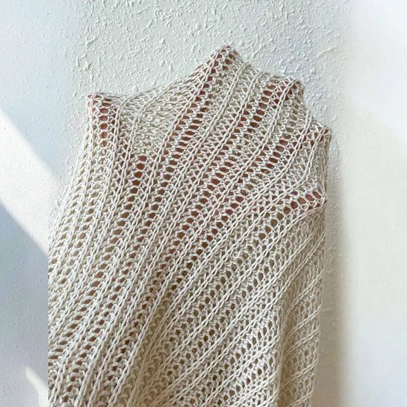 Solid Color Knitted Beach Blouse - Bellarte Enchanté Solid Color Knitted Beach Blouse