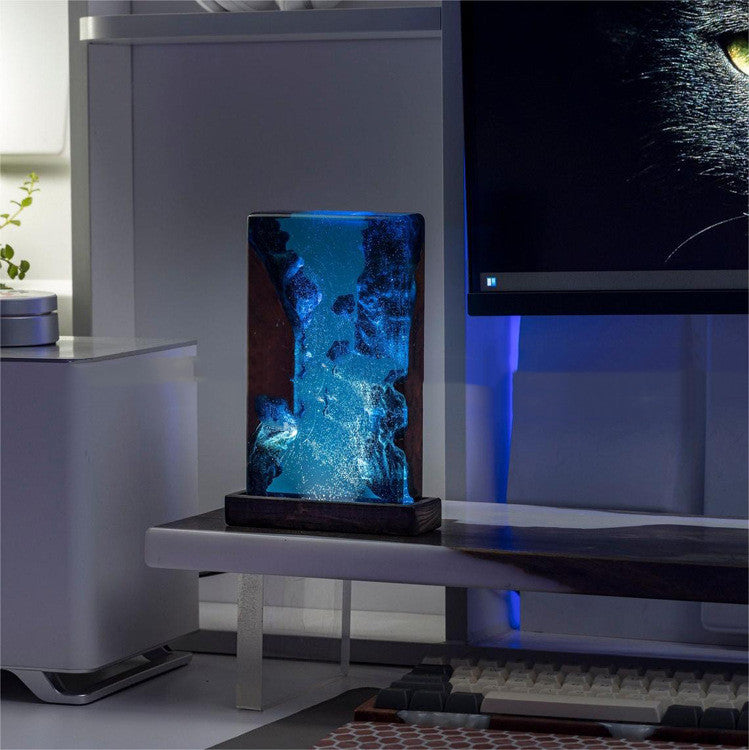 Solid Wood Marine Resin Transparent Stitching Ambience Light - Bellarte Enchanté Solid Wood Marine Resin Transparent Stitching Ambience Light