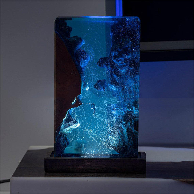 Solid Wood Marine Resin Transparent Stitching Ambience Light - Bellarte Enchanté Solid Wood Marine Resin Transparent Stitching Ambience Light