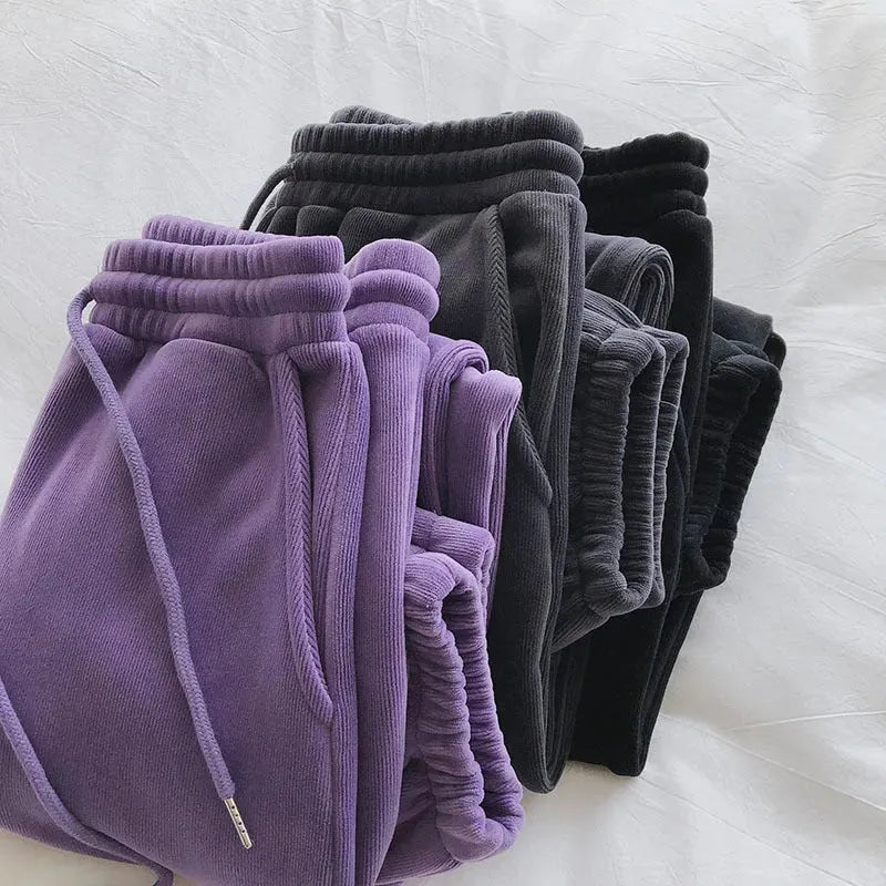 Sports Pants Female Fleece Lined Thick Loose Outerwear Casual Pants - Bellarte Enchanté Sports Pants Female Fleece Lined Thick Loose Outerwear Casual Pants