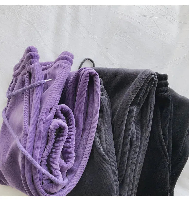 Sports Pants Female Fleece Lined Thick Loose Outerwear Casual Pants - Bellarte Enchanté Sports Pants Female Fleece Lined Thick Loose Outerwear Casual Pants