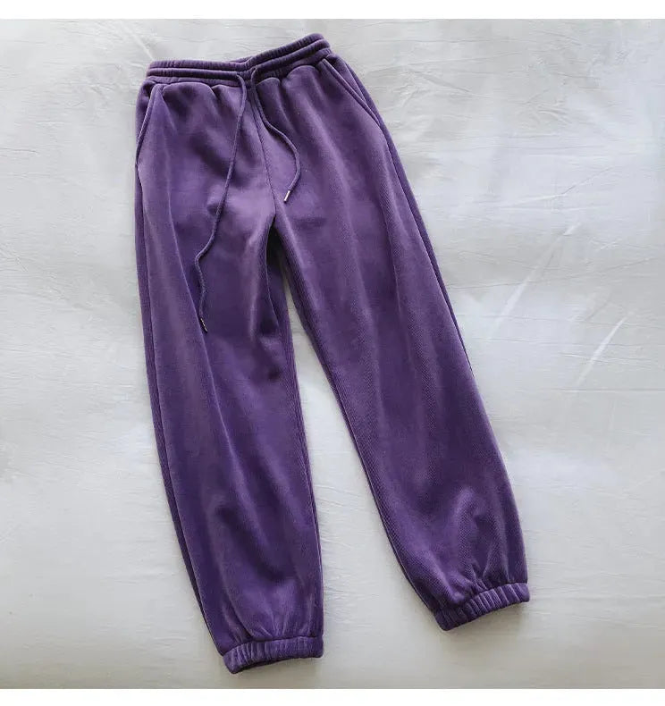 Sports Pants Female Fleece Lined Thick Loose Outerwear Casual Pants - Bellarte Enchanté Sports Pants Female Fleece Lined Thick Loose Outerwear Casual Pants
