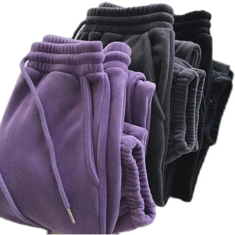Sports Pants Female Fleece Lined Thick Loose Outerwear Casual Pants - Bellarte Enchanté Sports Pants Female Fleece Lined Thick Loose Outerwear Casual Pants
