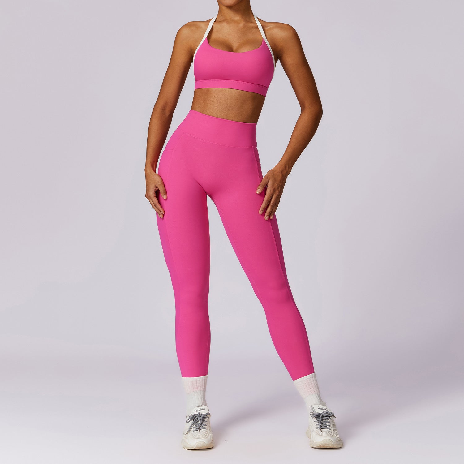 Spring All-matching Casual Contrast Color Beauty Back Yoga Clothes Suit - Bellarte Enchanté Spring All-matching Casual Contrast Color Beauty Back Yoga Clothes Suit