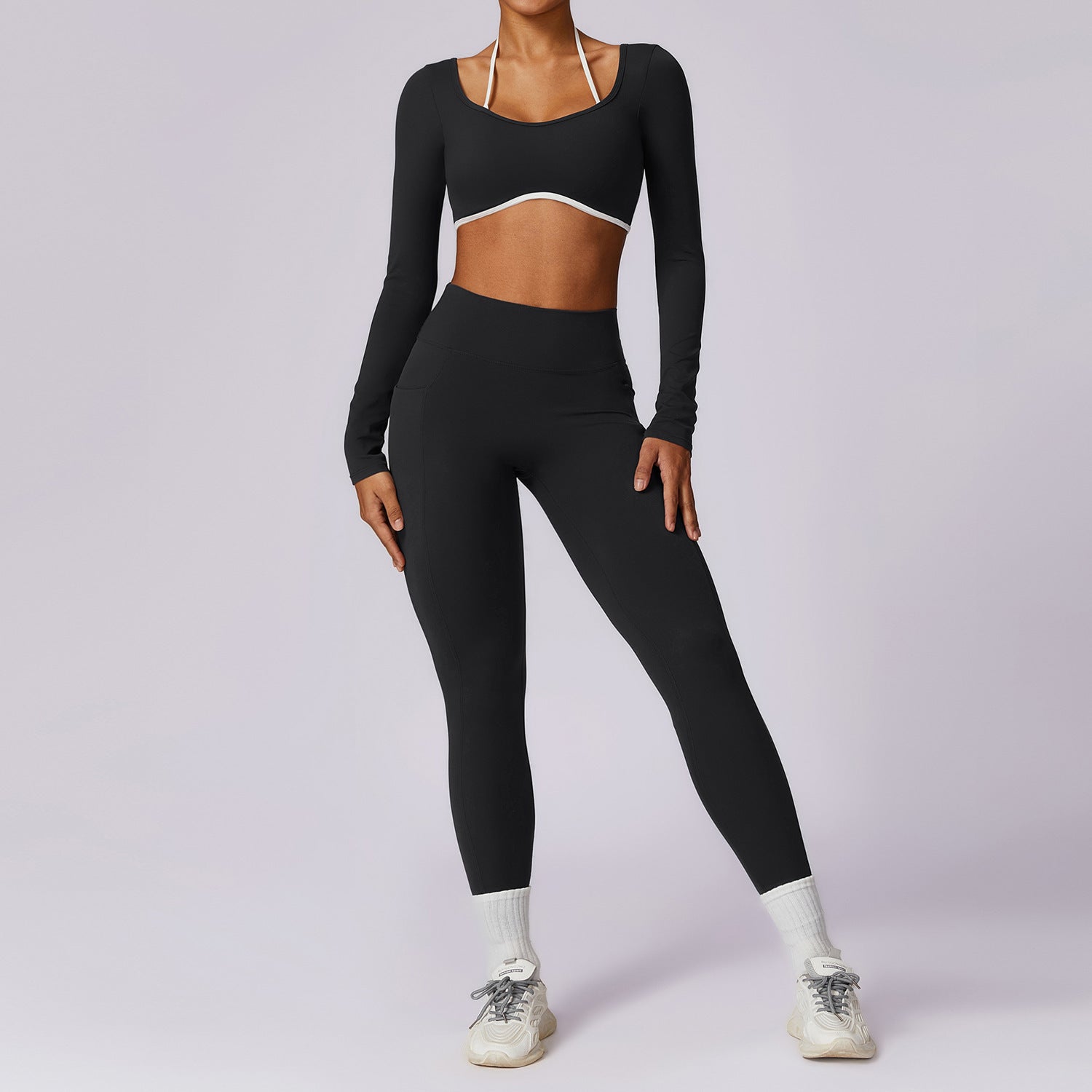 Spring All-matching Casual Contrast Color Beauty Back Yoga Clothes Suit - Bellarte Enchanté Spring All-matching Casual Contrast Color Beauty Back Yoga Clothes Suit