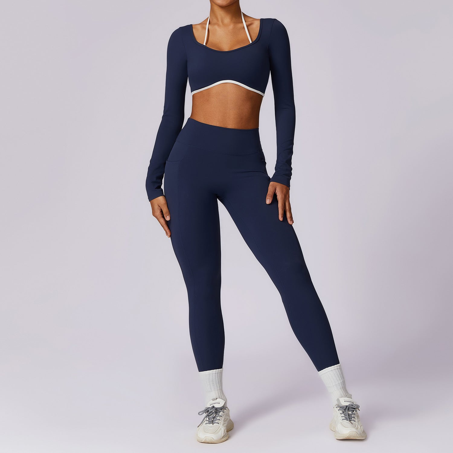Spring All-matching Casual Contrast Color Beauty Back Yoga Clothes Suit - Bellarte Enchanté Spring All-matching Casual Contrast Color Beauty Back Yoga Clothes Suit