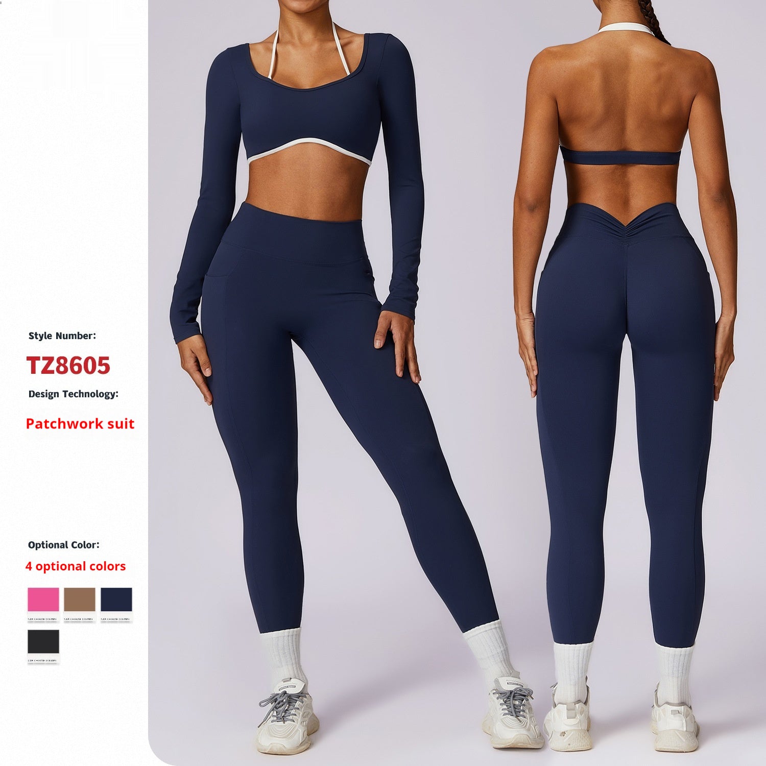 Spring All-matching Casual Contrast Color Beauty Back Yoga Clothes Suit - Bellarte Enchanté Spring All-matching Casual Contrast Color Beauty Back Yoga Clothes Suit