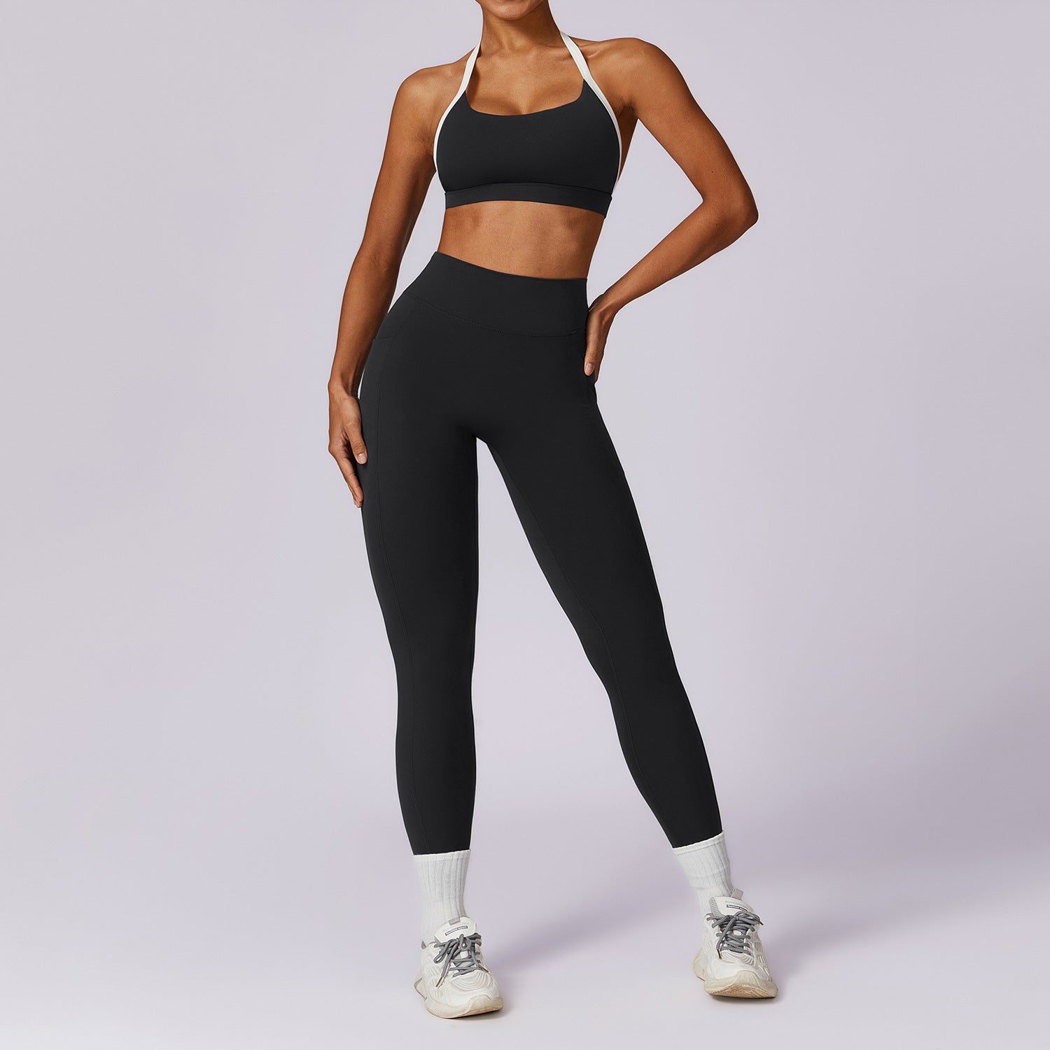 Spring All-matching Casual Contrast Color Beauty Back Yoga Clothes Suit - Bellarte Enchanté Spring All-matching Casual Contrast Color Beauty Back Yoga Clothes Suit