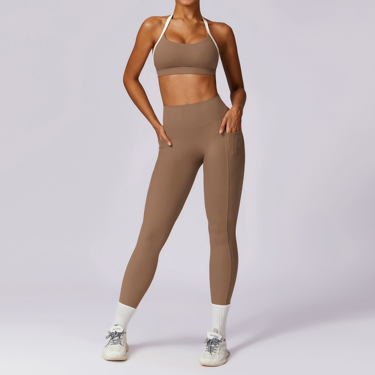 Spring All-matching Casual Contrast Color Beauty Back Yoga Clothes Suit - Bellarte Enchanté Spring All-matching Casual Contrast Color Beauty Back Yoga Clothes Suit