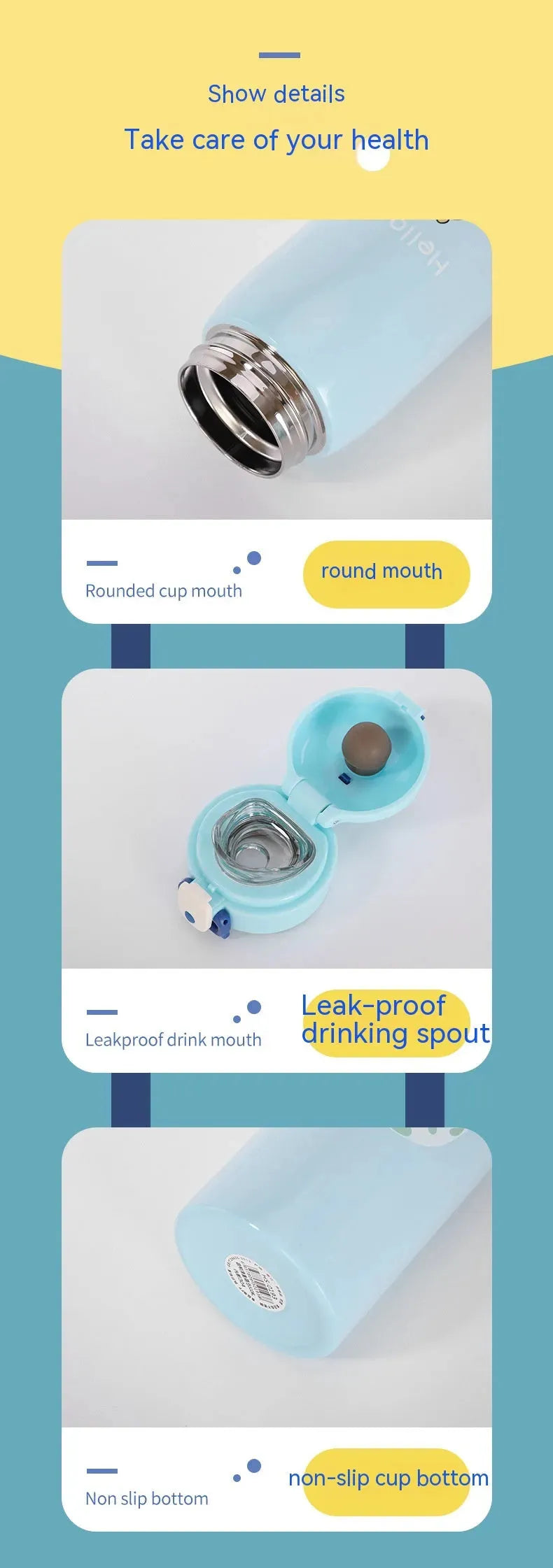 Stainless Steel Bounce Cover Children's Thermos Mug - Bellarte Enchanté Stainless Steel Bounce Cover Children's Thermos Mug