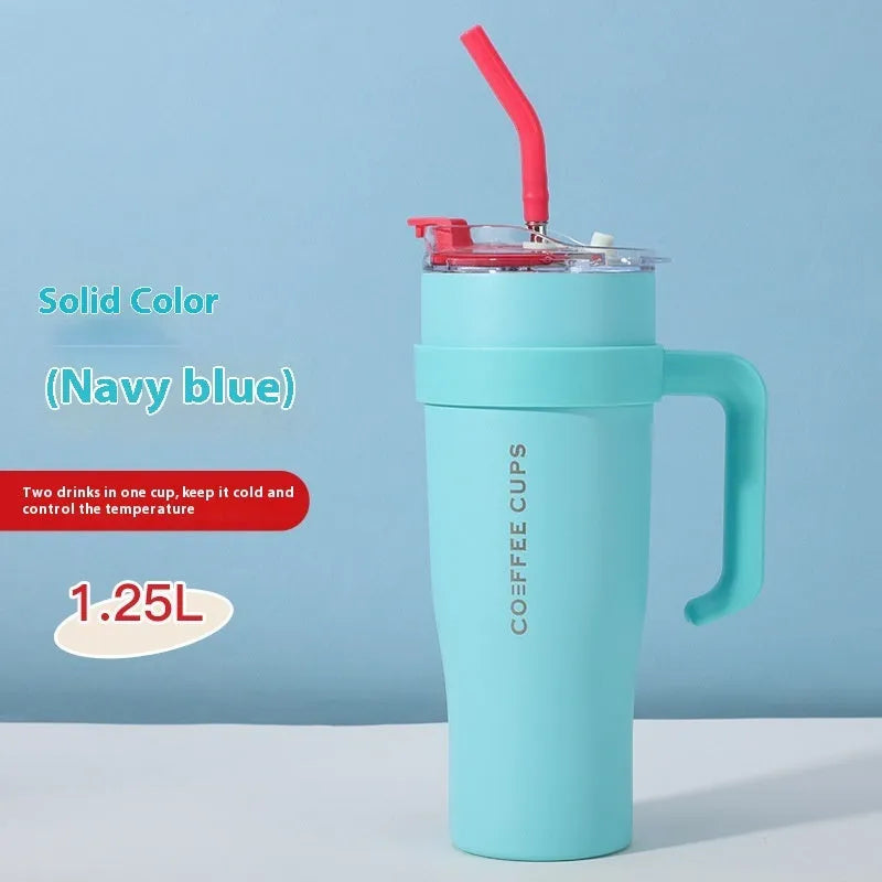 Stainless Steel Cup With Straw Household 3 Generation Large Capacity Vacuum Cup - Bellarte Enchanté Stainless Steel Cup With Straw Household 3 Generation Large Capacity Vacuum Cup