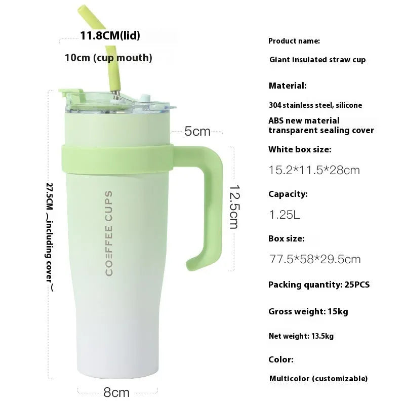 Stainless Steel Cup With Straw Household 3 Generation Large Capacity Vacuum Cup - Bellarte Enchanté Stainless Steel Cup With Straw Household 3 Generation Large Capacity Vacuum Cup