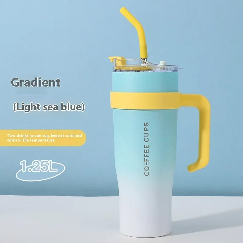 Stainless Steel Cup With Straw Household 3 Generation Large Capacity Vacuum Cup - Bellarte Enchanté Stainless Steel Cup With Straw Household 3 Generation Large Capacity Vacuum Cup