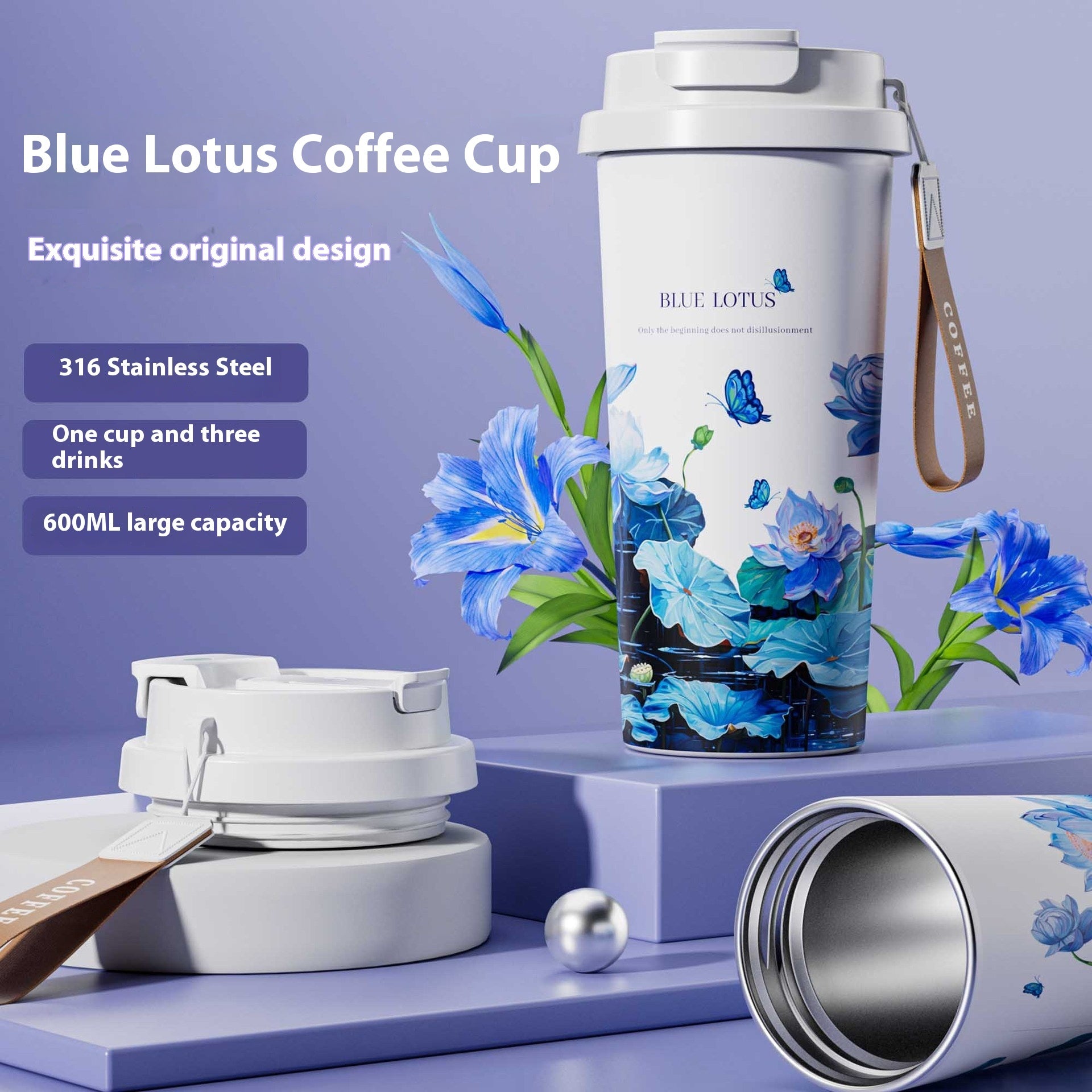 Stainless Steel Portable Coffee Cup - Bellarte Enchanté Stainless Steel Portable Coffee Cup