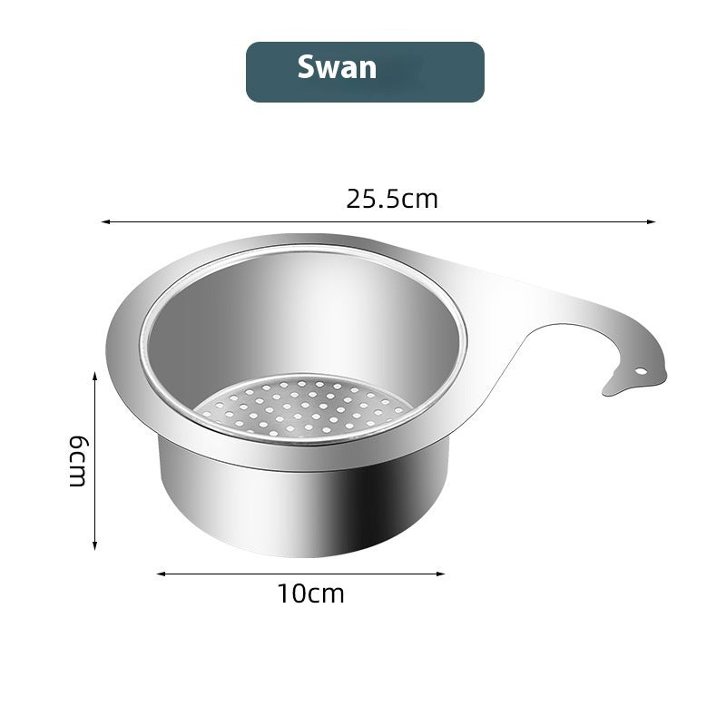 Stainless Steel Swan Drain Basket For Kitchen - Bellarte Enchanté Stainless Steel Swan Drain Basket For Kitchen