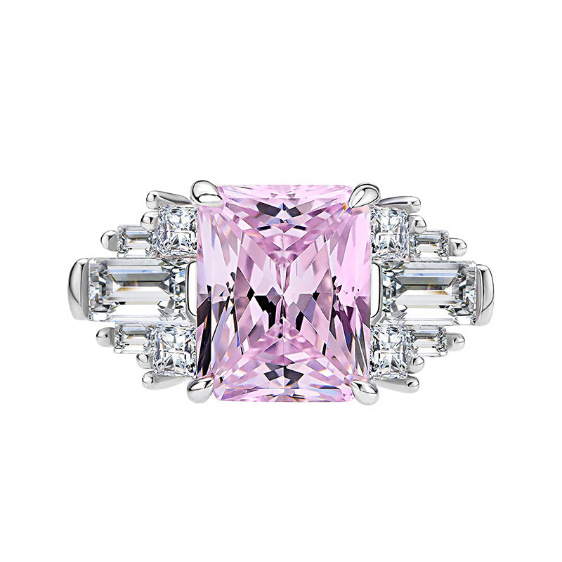 Sterling Silver 8X10 Ice Cut Ring High Carbon Diamond - Bellarte Enchanté Sterling Silver 8X10 Ice Cut Ring High Carbon Diamond