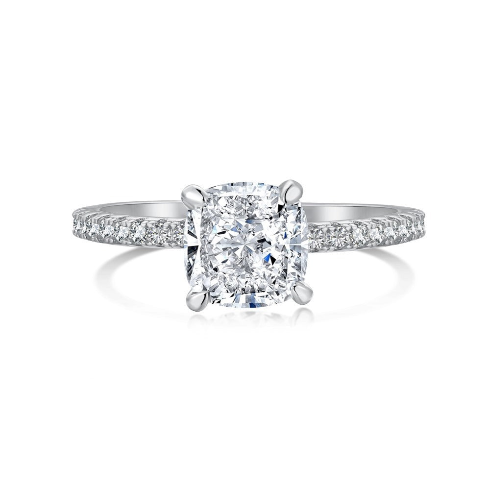Sterling Silver Horse Eye Stone Ice Flower Cut High Carbon Diamond Ring - Bellarte Enchanté Sterling Silver Horse Eye Stone Ice Flower Cut High Carbon Diamond Ring