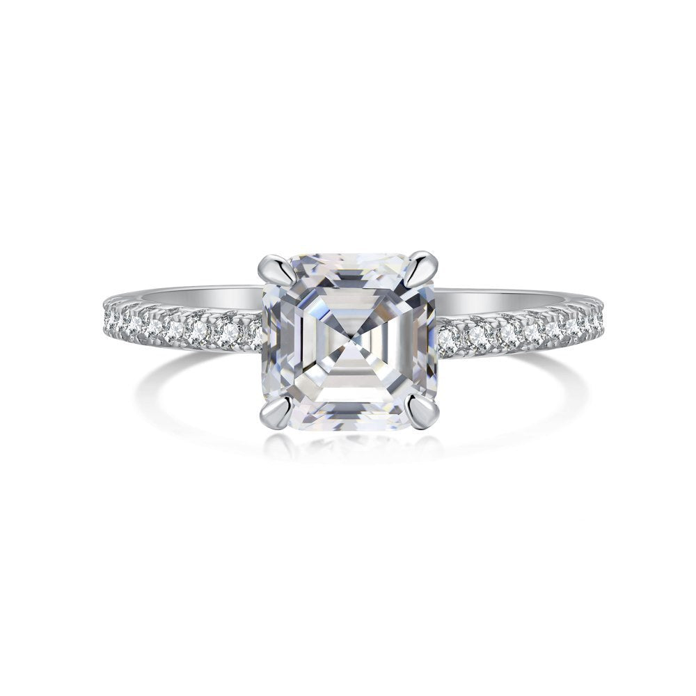 Sterling Silver Horse Eye Stone Ice Flower Cut High Carbon Diamond Ring - Bellarte Enchanté Sterling Silver Horse Eye Stone Ice Flower Cut High Carbon Diamond Ring