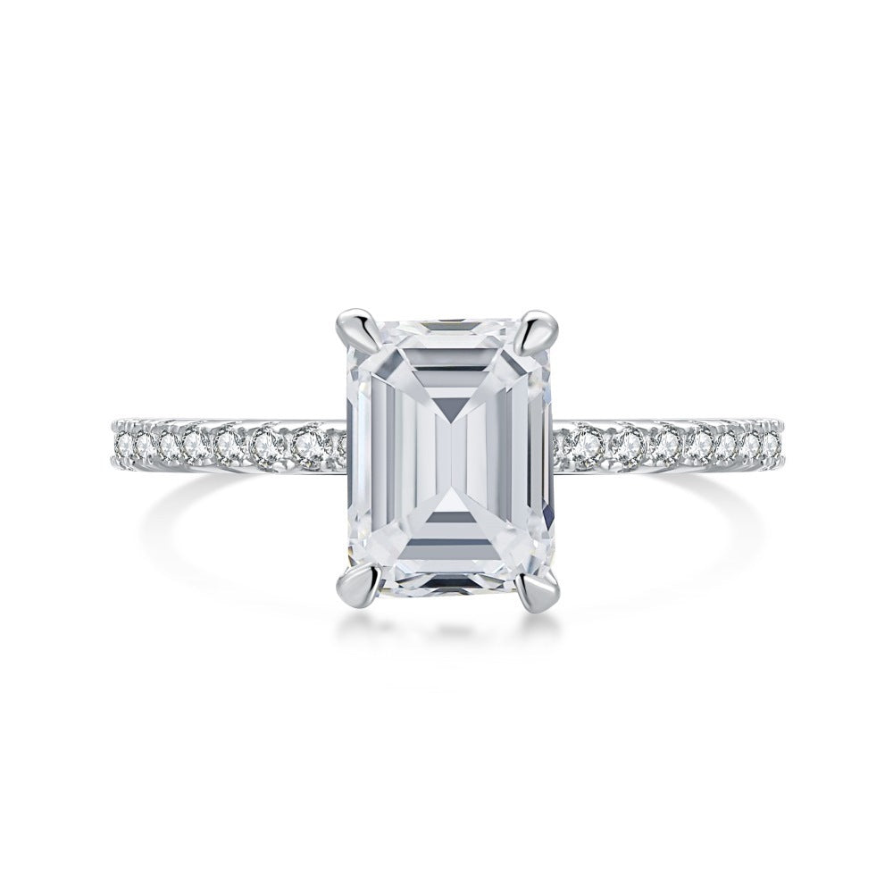 Sterling Silver Horse Eye Stone Ice Flower Cut High Carbon Diamond Ring - Bellarte Enchanté Sterling Silver Horse Eye Stone Ice Flower Cut High Carbon Diamond Ring