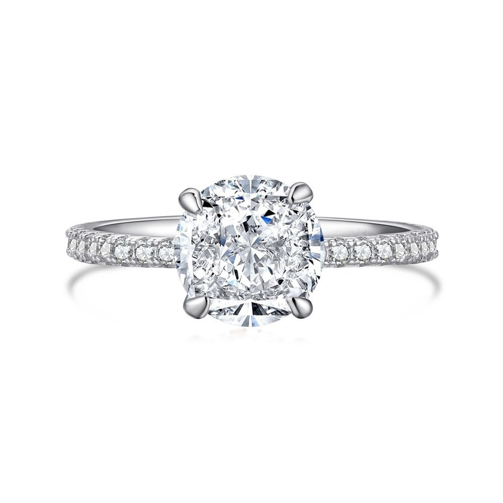 Sterling Silver Horse Eye Stone Ice Flower Cut High Carbon Diamond Ring - Bellarte Enchanté Sterling Silver Horse Eye Stone Ice Flower Cut High Carbon Diamond Ring