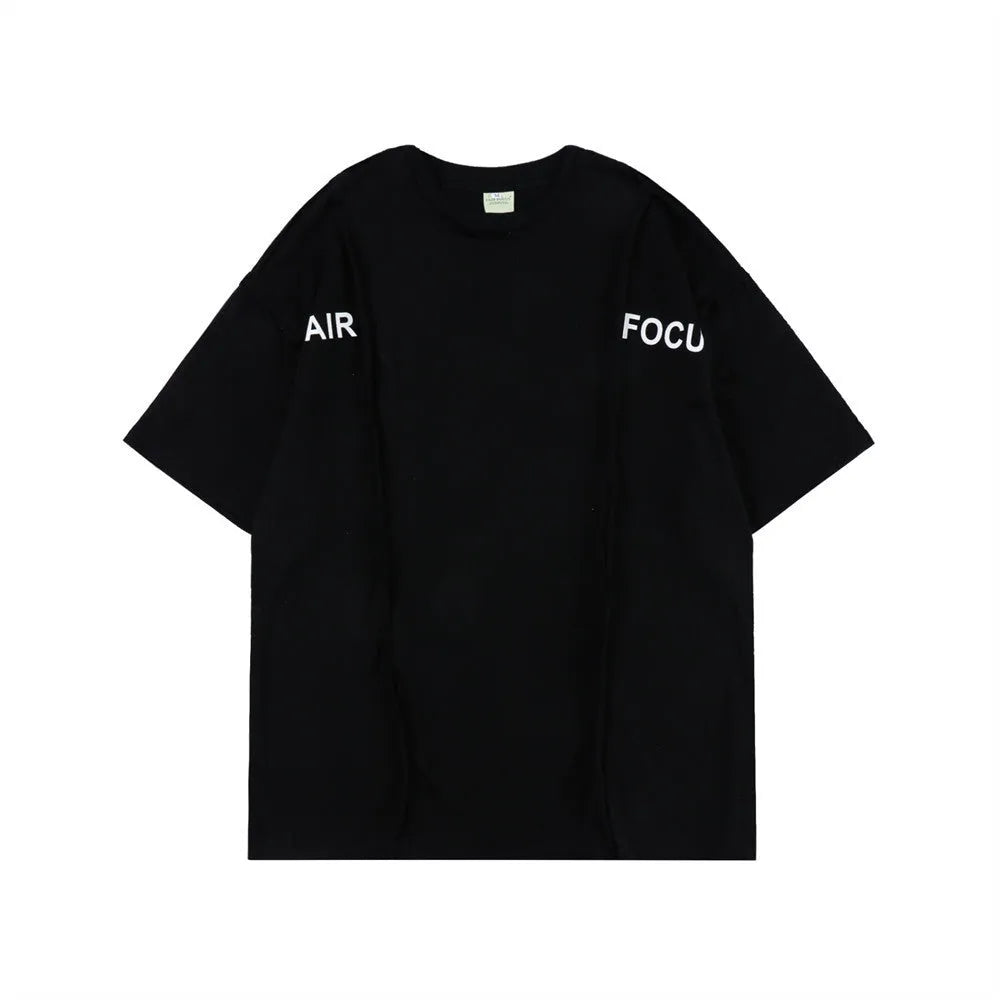 Stitching Letter Print T-Shirt Men's Street - Bellarte Enchanté Stitching Letter Print T-Shirt Men's Street
