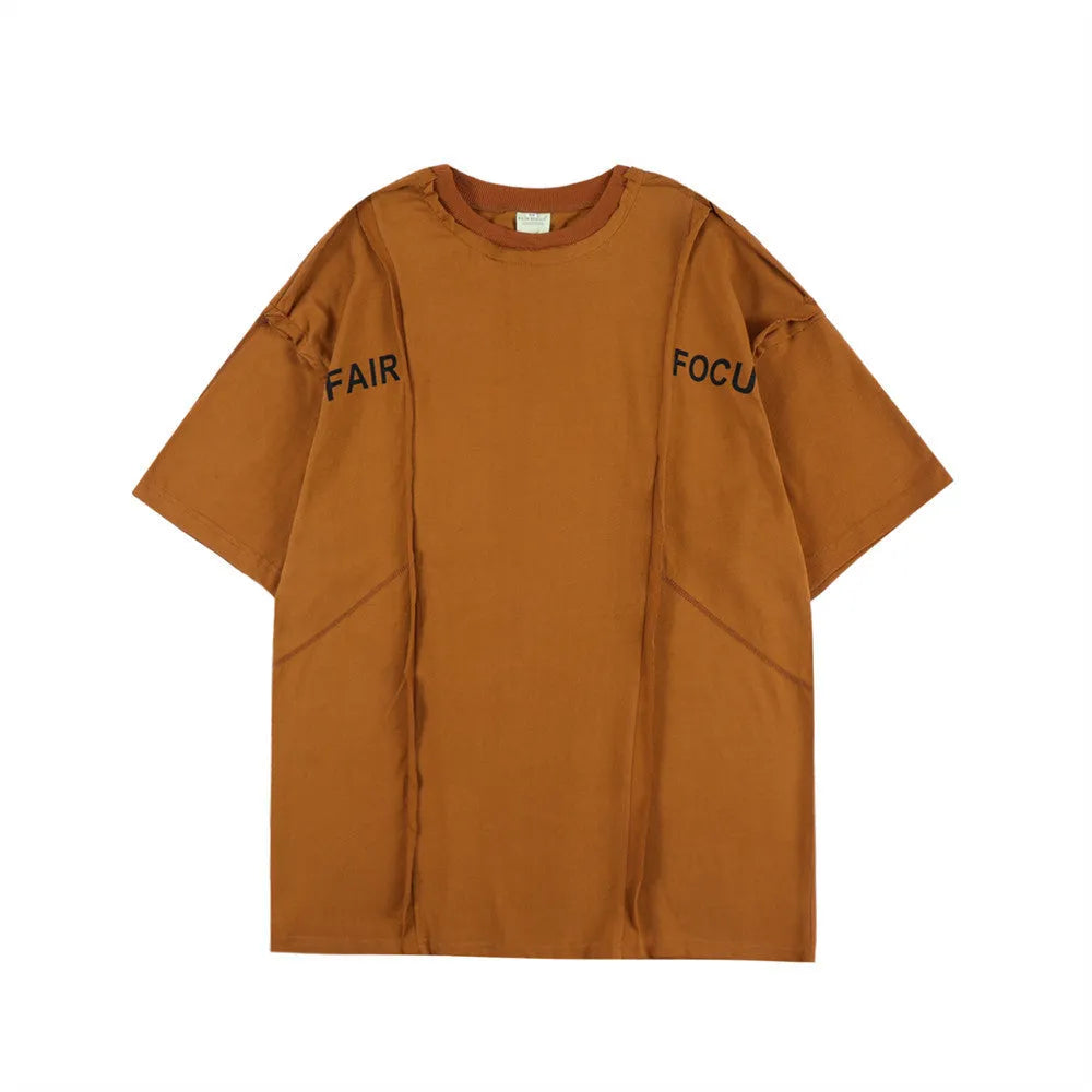 Stitching Letter Print T-Shirt Men's Street - Bellarte Enchanté Stitching Letter Print T-Shirt Men's Street