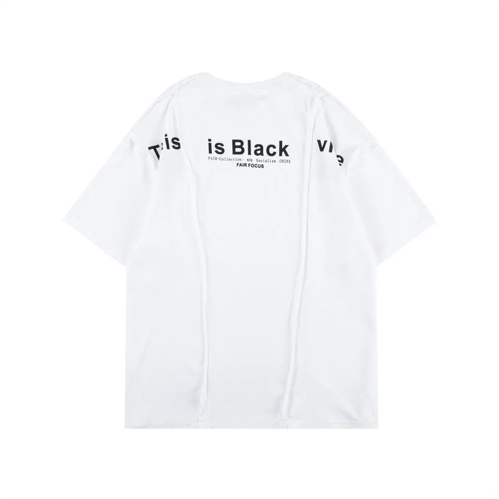 Stitching Letter Print T-Shirt Men's Street - Bellarte Enchanté Stitching Letter Print T-Shirt Men's Street