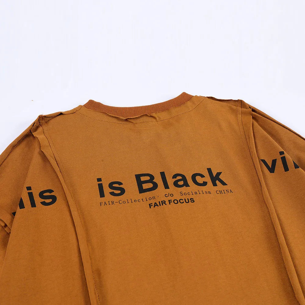 Stitching Letter Print T-Shirt Men's Street - Bellarte Enchanté Stitching Letter Print T-Shirt Men's Street