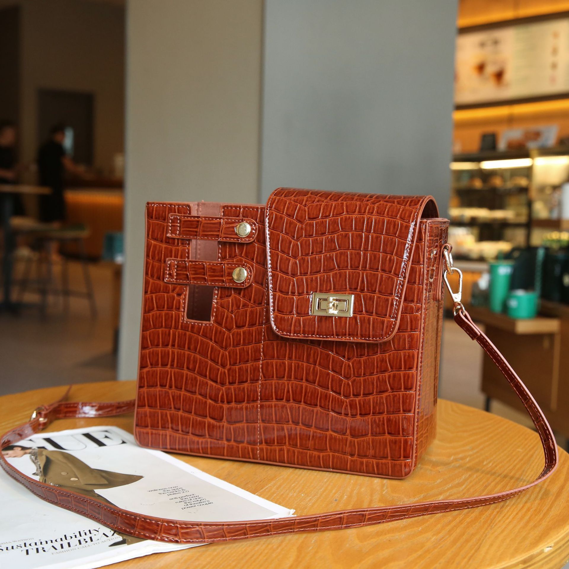 Stone Pattern Special-interest Design Crossbody Bag - Bellarte Enchanté Stone Pattern Special-interest Design Crossbody Bag