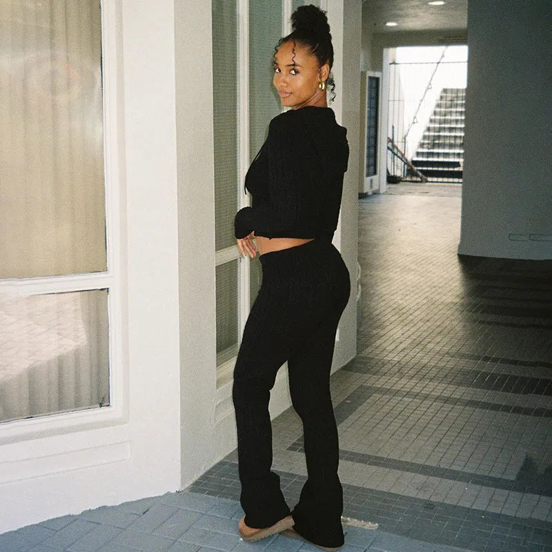 Straight-leg Pants Knitted Sweater Suit Women - Bellarte Enchanté Straight-leg Pants Knitted Sweater Suit Women