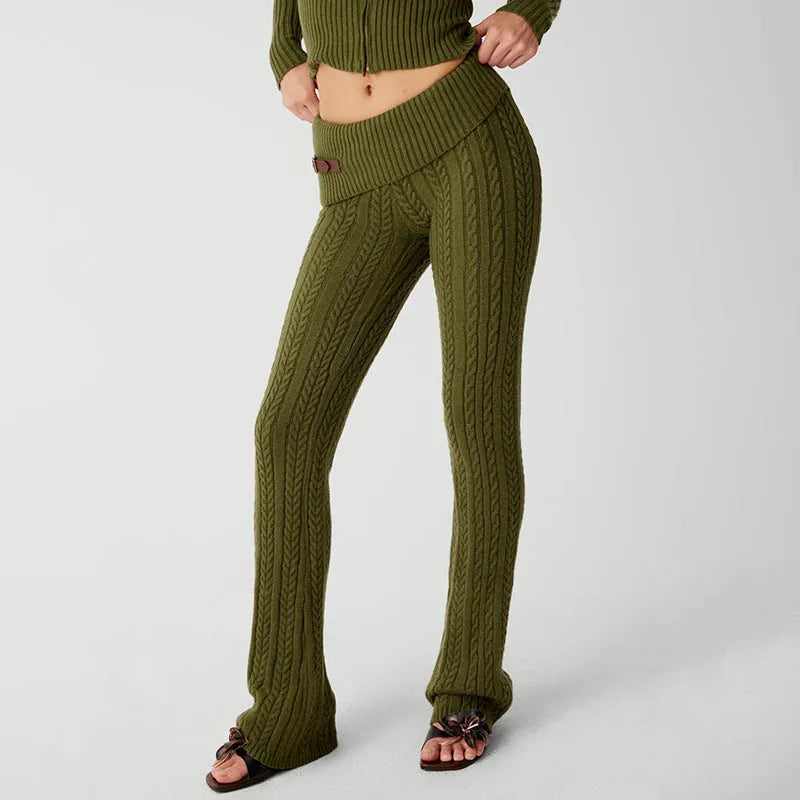 Straight-leg Pants Knitted Sweater Suit Women - Bellarte Enchanté Straight-leg Pants Knitted Sweater Suit Women