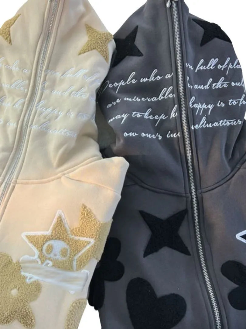 Street Sweatshirt Hiphop Towel Embroidery Cardigan Hoodie - Bellarte Enchanté Street Sweatshirt Hiphop Towel Embroidery Cardigan Hoodie