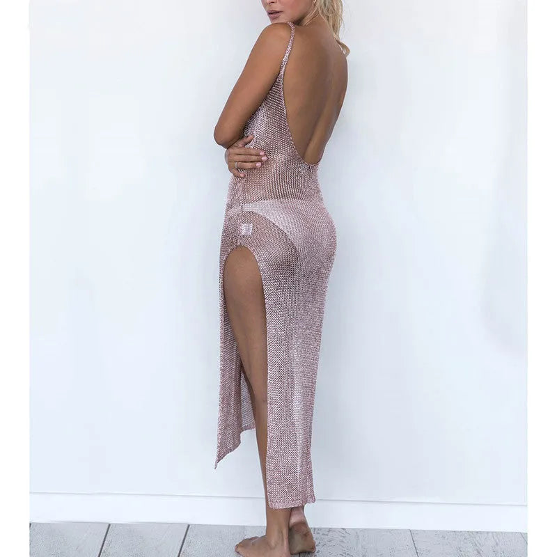 Summer Beach Wear Knitting Swimwear Mesh Beach Dress - Bellarte Enchanté Summer Beach Wear Knitting Swimwear Mesh Beach Dress